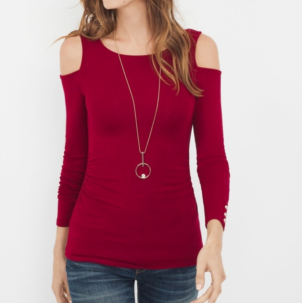 White House Black Market Cold-Shoulder Knit Top, Size Small